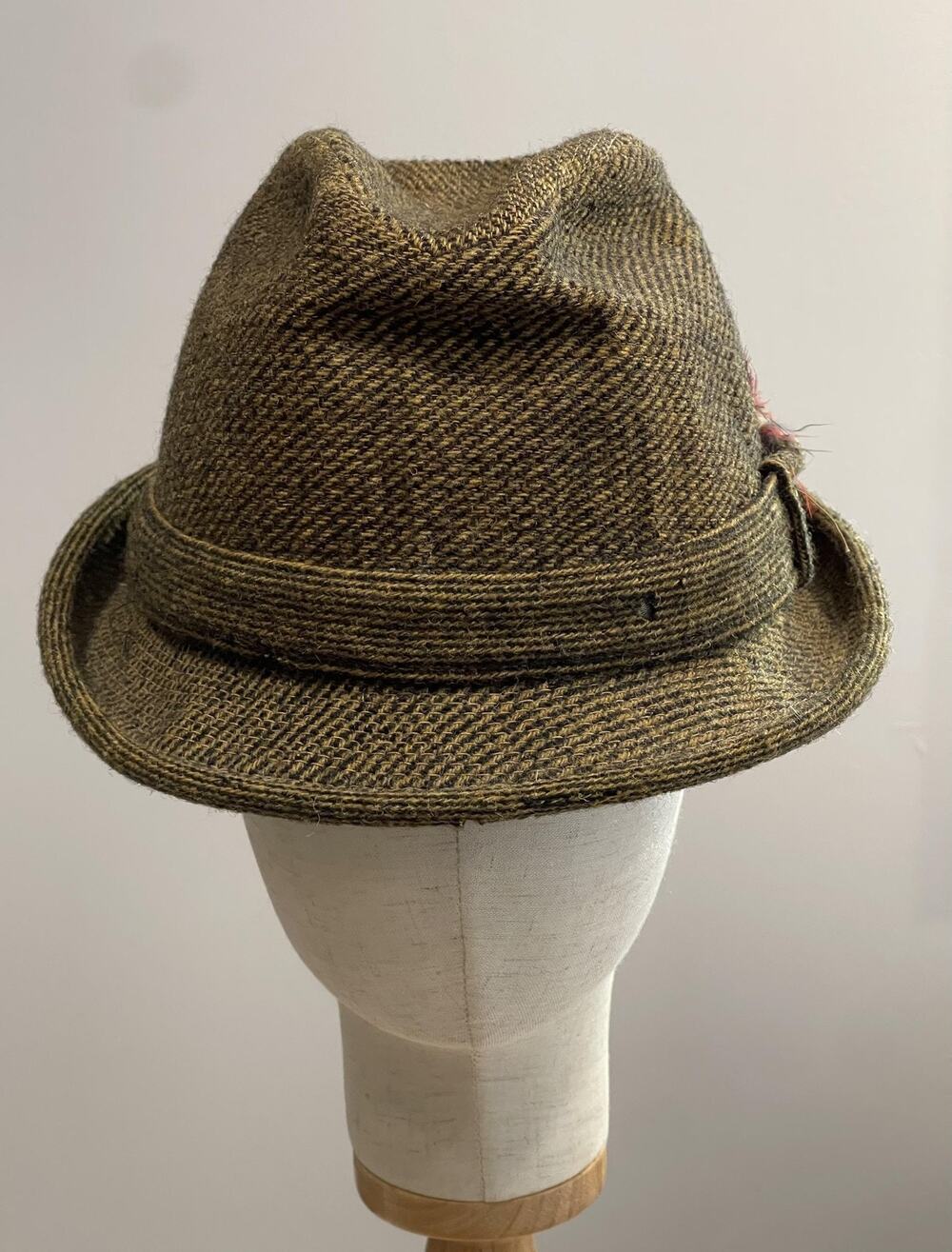 Vintage Richelieu Hat Cap Trilby Mens Size 7 3/8 Herringbone Tweed Wool Lined